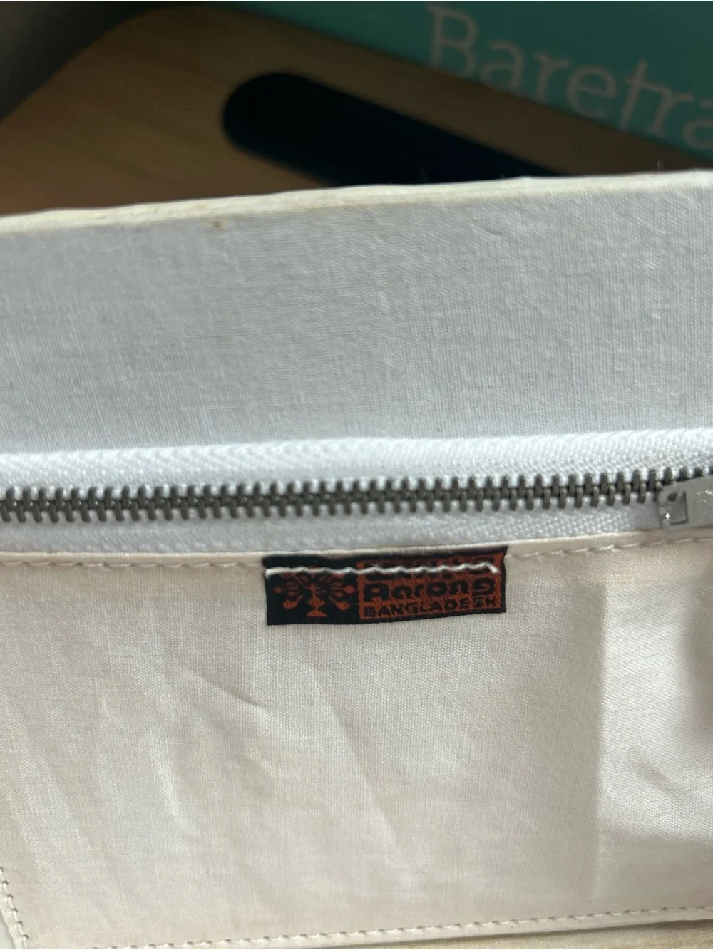 Woven Straw Clutch Handmade with Cream Trim from Bangladesh